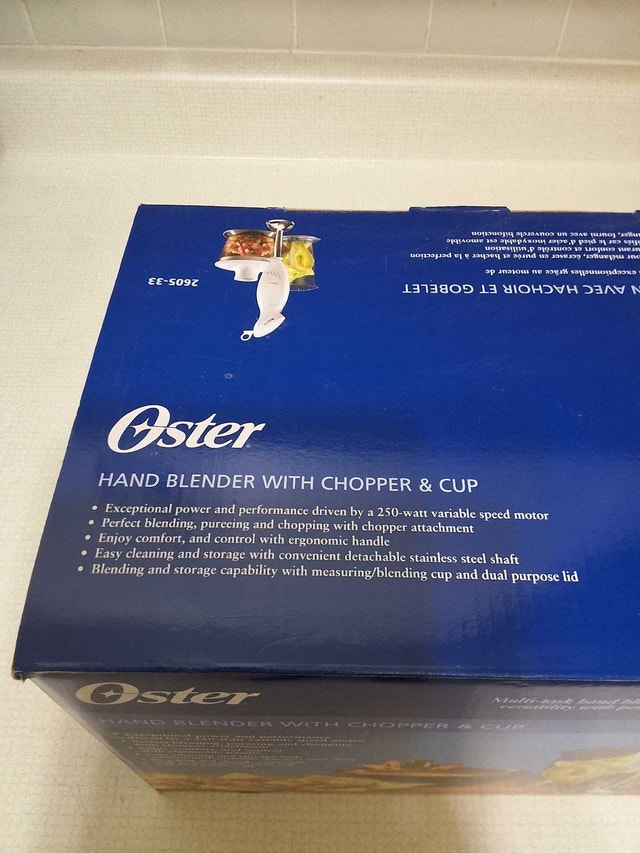 Oster Hand Blender with Chopper and Cup (New, never used) - photo 2