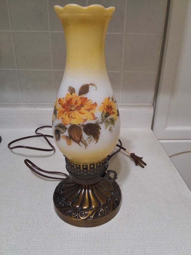 Plug-in Milk Glass Huricane Lamp
