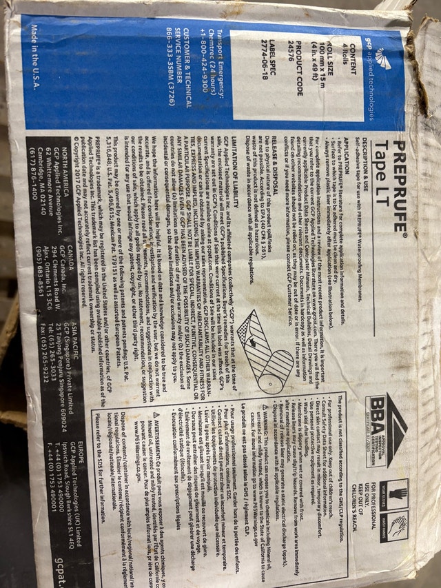 GCP Applied Technologies PREPRUFE Tape LT