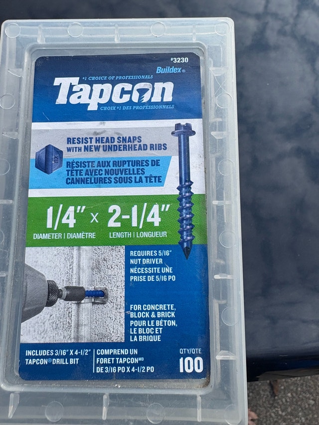 Tapcon Screws 1/4 x 2-1/4 inch