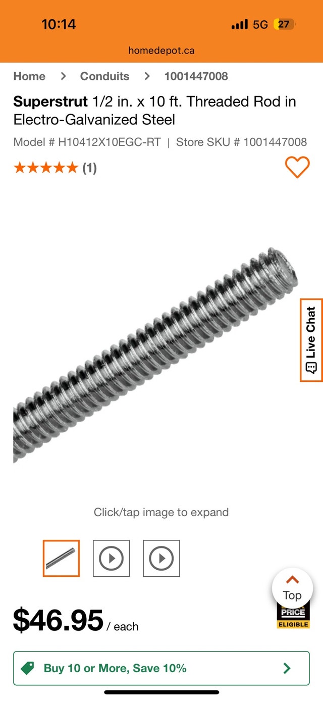Superstrut Threaded Rod