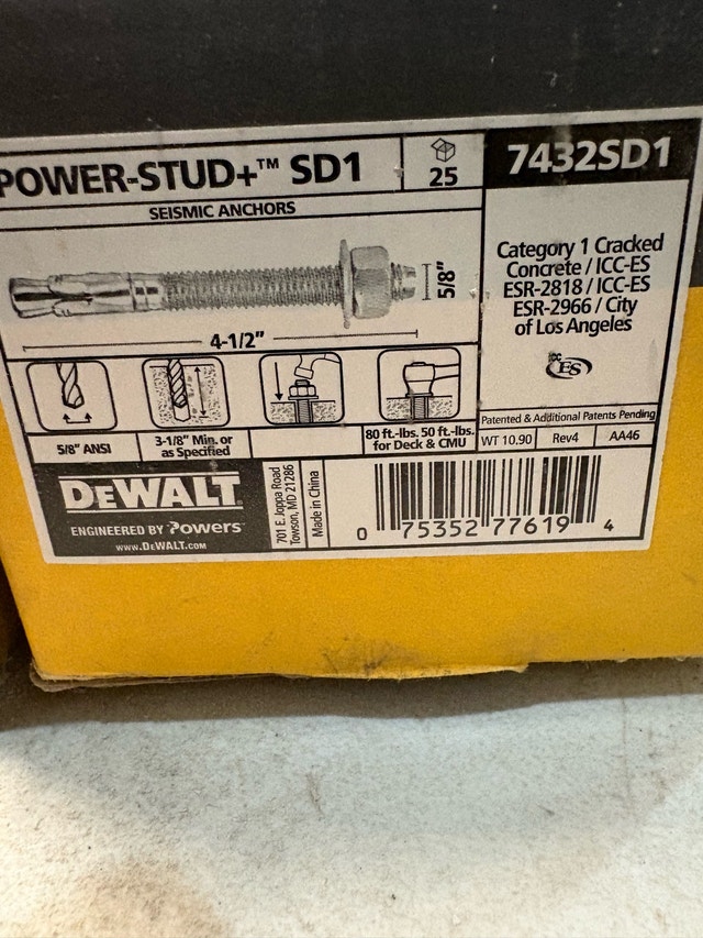 DeWalt Power-Stud Anchors