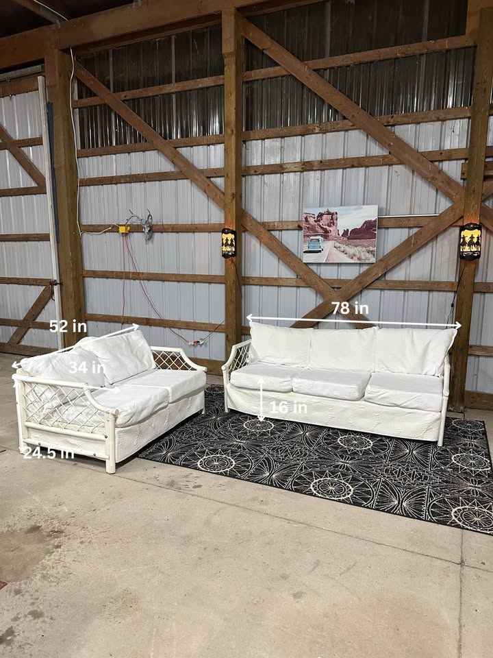 Vintage White Boca Rattan 3+2 Sofa and Loveseat - photo 2