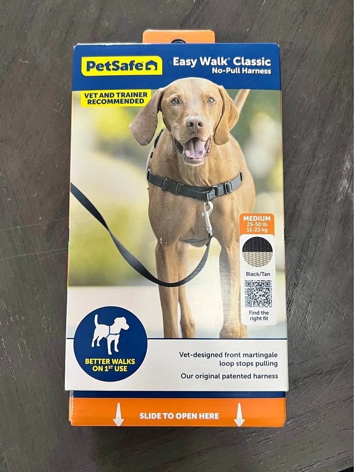 No Pull Dog Harness, Medium, Black/Silver