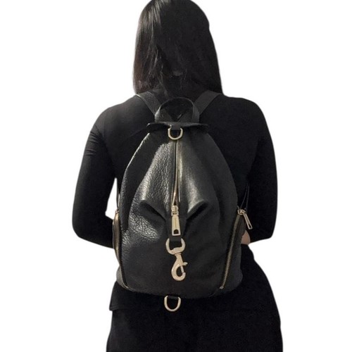 Rebecca Minkoff Julian Gold Hardware Backpack Black Pebbled Leat - photo 5