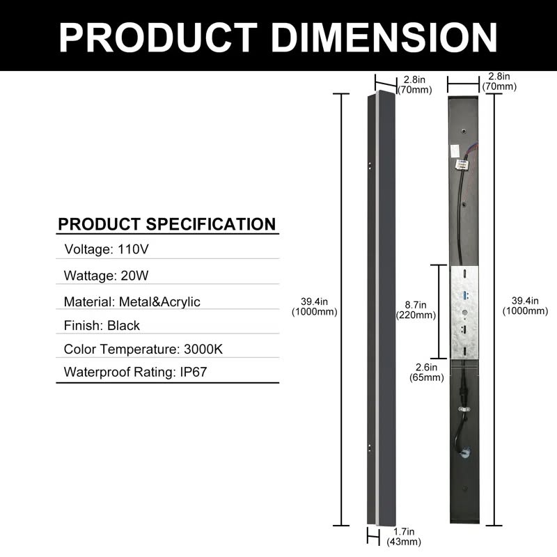 39" LED Anti-Rust Outdoor Wall Light - photo 2