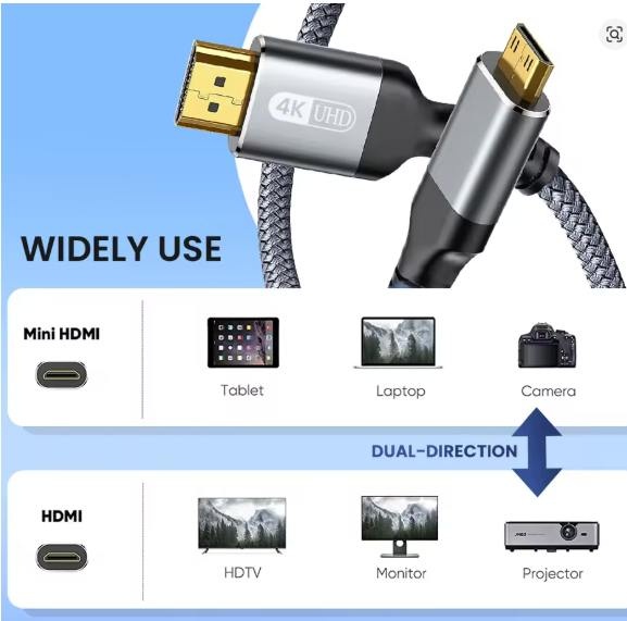 Mini HDMI to HDMI Cable HD 4K 60Hz High-Speed Braided - photo 5