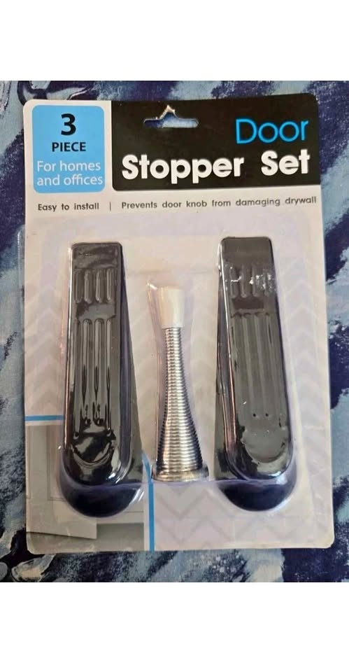 Set of 3 Door Guards Hard Plastic Wedge Holders Spring Stop
