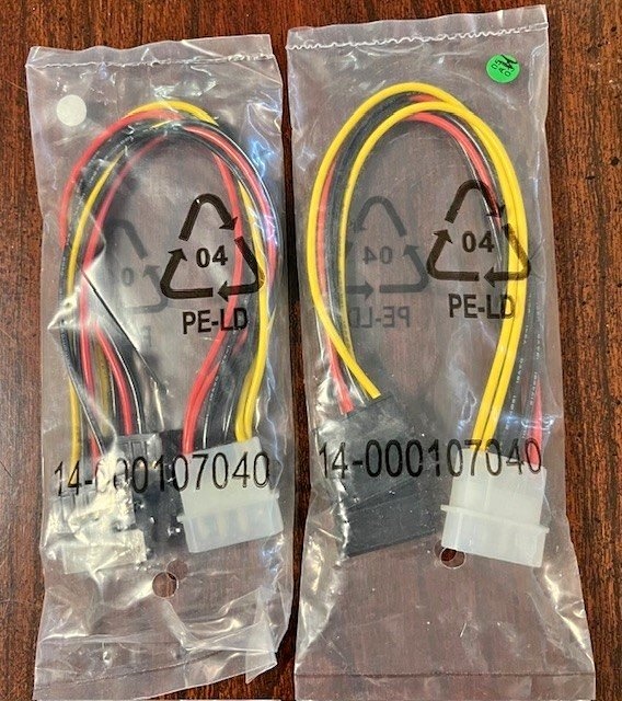 New Molex to SATA Power Adapter Cables (2 Pieces)