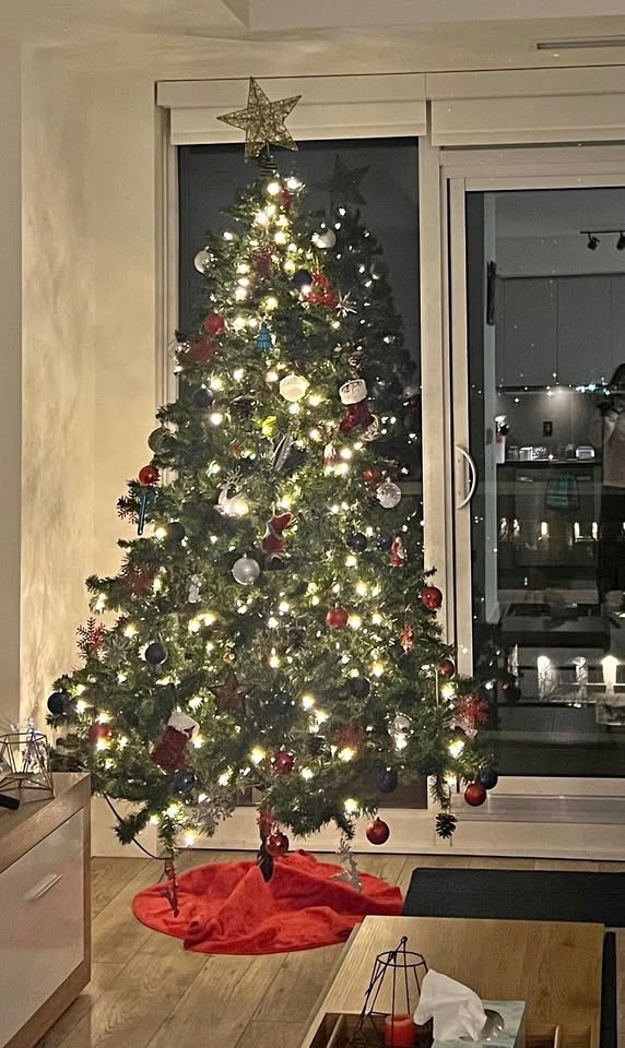 6ft plus Prelit Christmas Tree with Stand and box + Free Ornamen