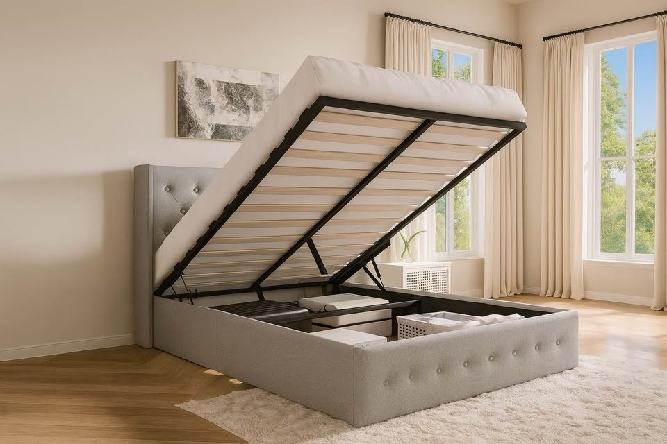 Diamond Tufted Wingback Hydraulic Storage Bed - photo 2