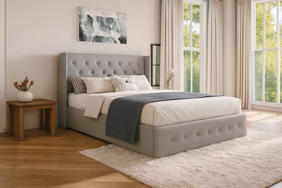 Diamond Tufted Wingback Hydraulic Storage Bed - photo 3