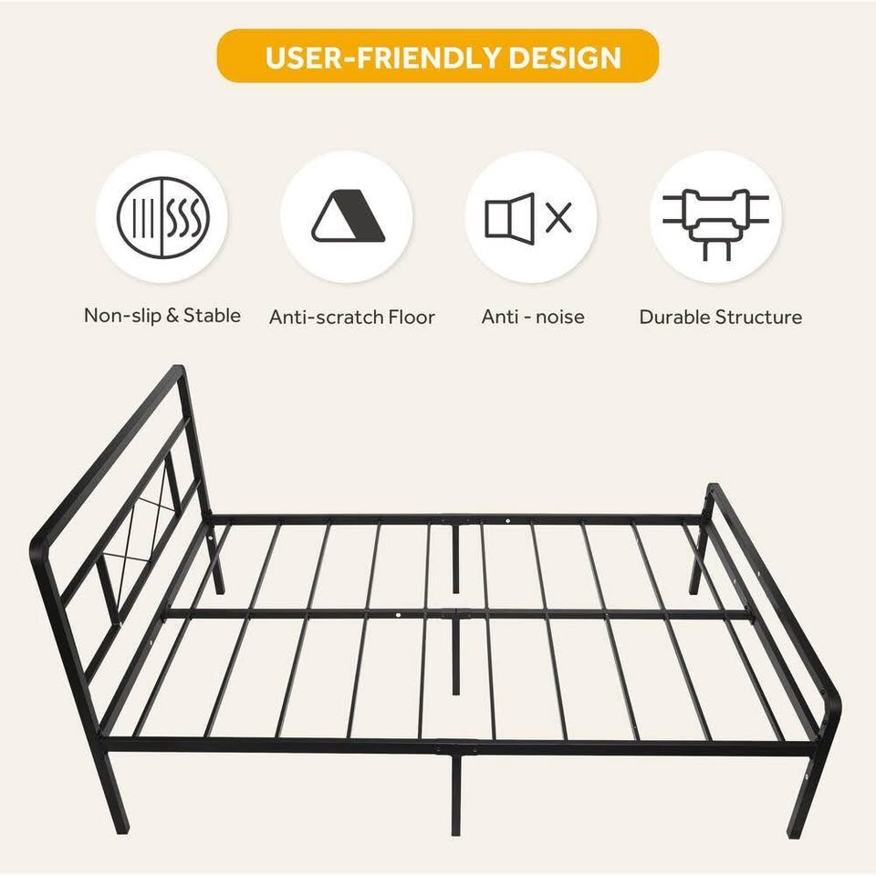 Full/Double Metal Platform Bed with Strong Slats - NEW - photo 2