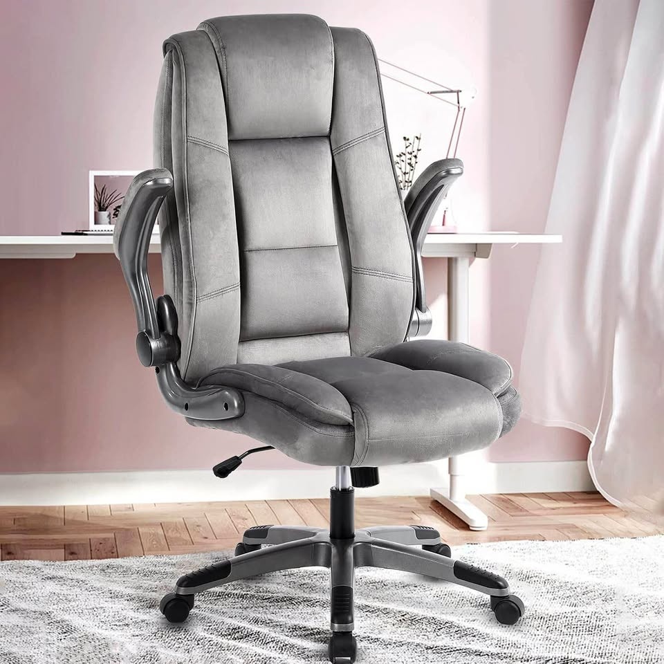 Grey Velvet Executive Office Chair - BRAND NEW