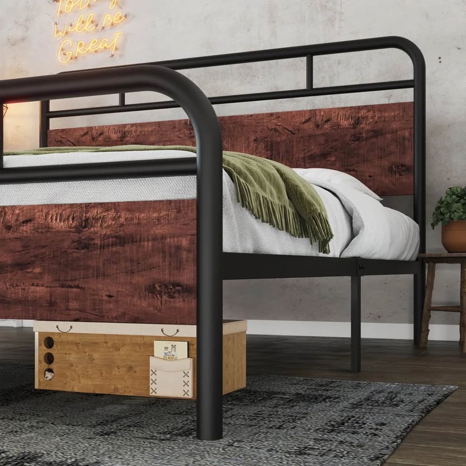King Metal and Wood Strong Platform Bed - BRAND NEW - photo 3