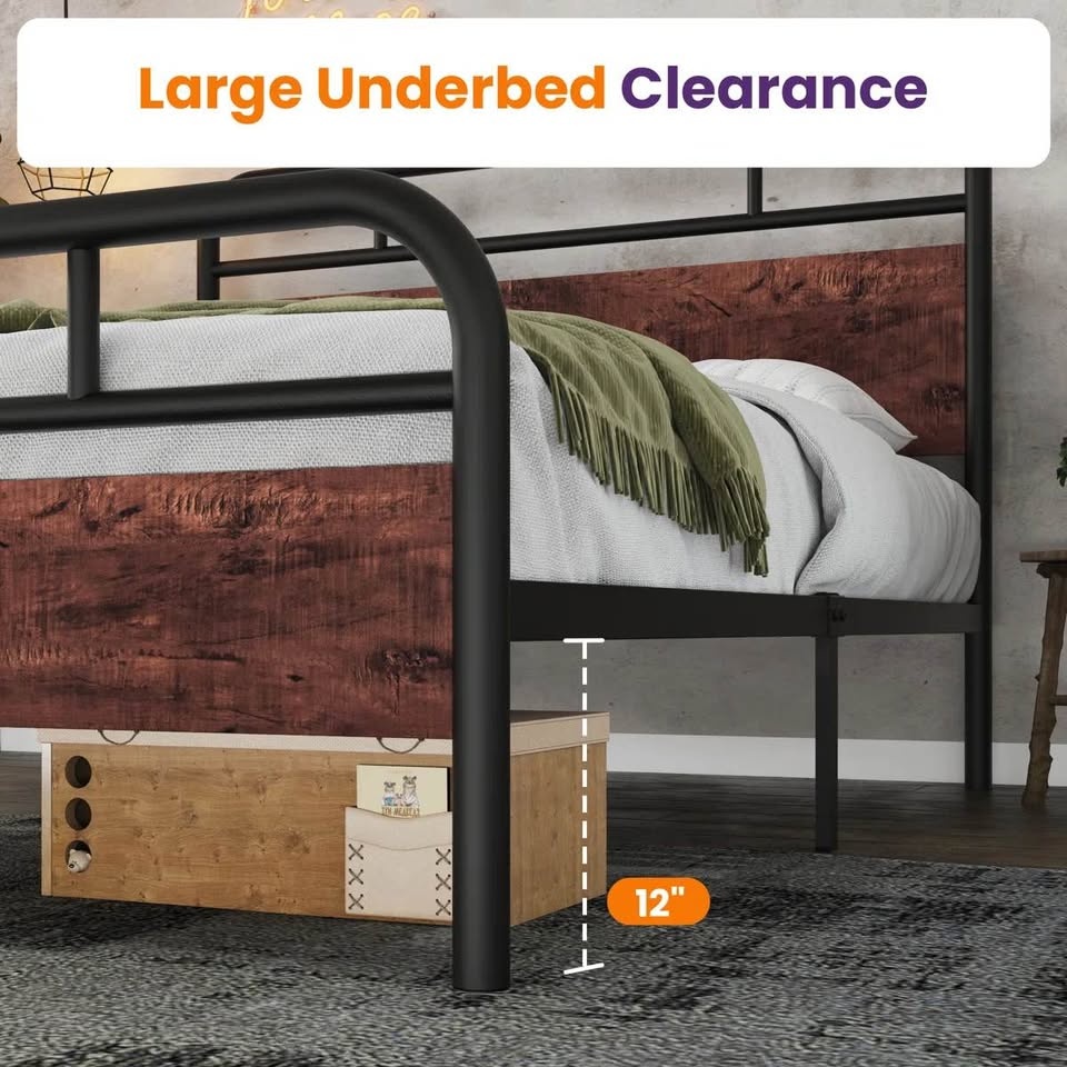 King Metal and Wood Strong Platform Bed - BRAND NEW - photo 4