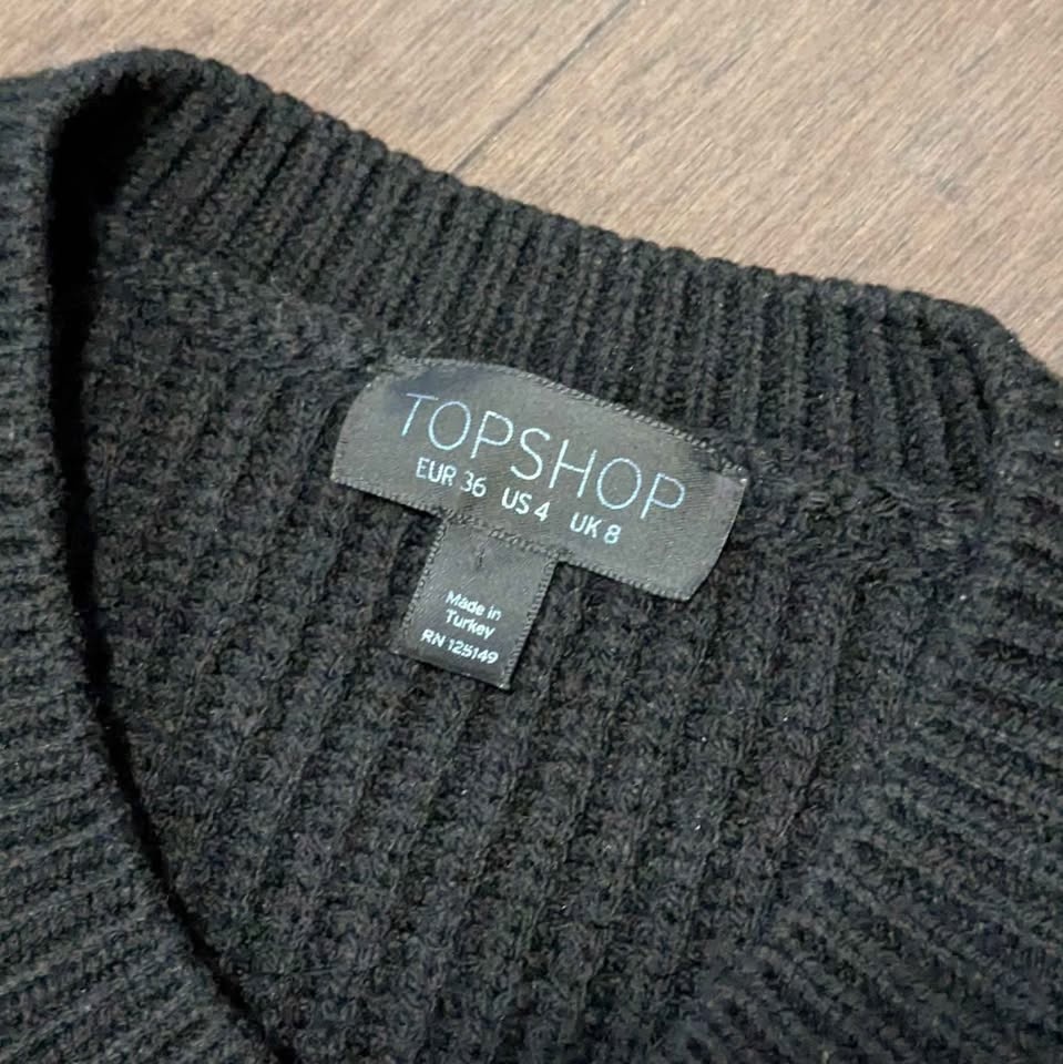 Black Cropped Embroidered Floral Knit Sweater - photo 4