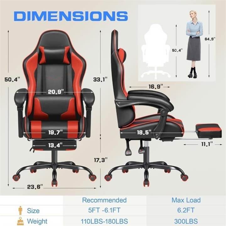Gaming Chair Brand new open Box massage chair with Lumbar and le - photo 2