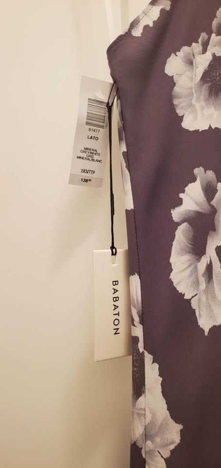 Babaton Lato Dress – 2XS – Grey with White Floral (New with Tags - photo 2