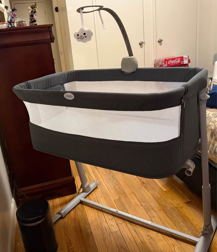 Gray Baby Bassinet with Mobile - photo 3