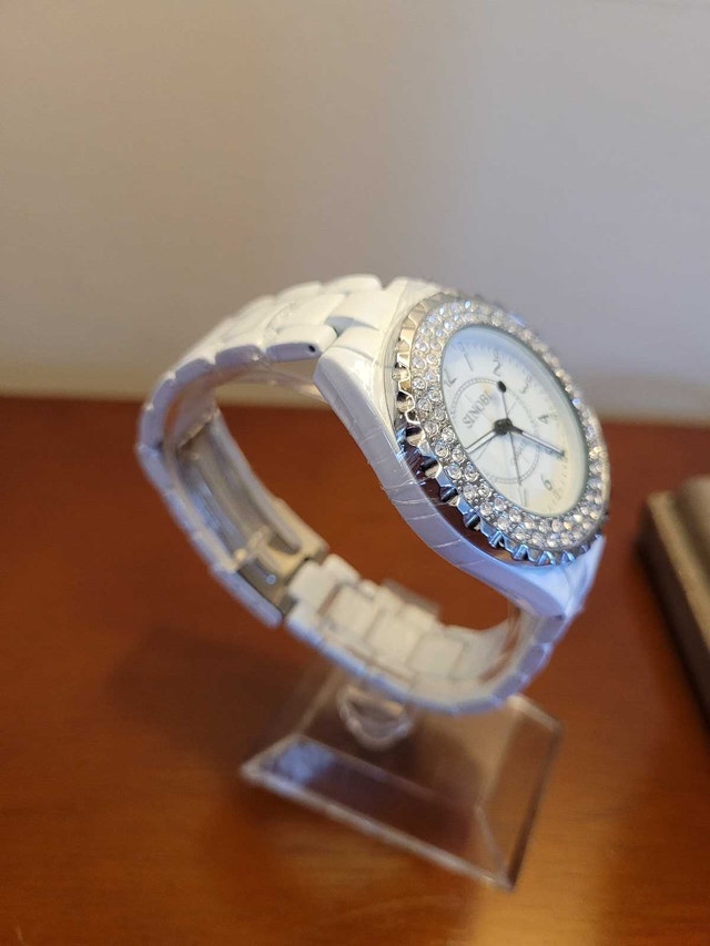 Women's White Sinobi Fashion Watch with Diamond Bezel - photo 3
