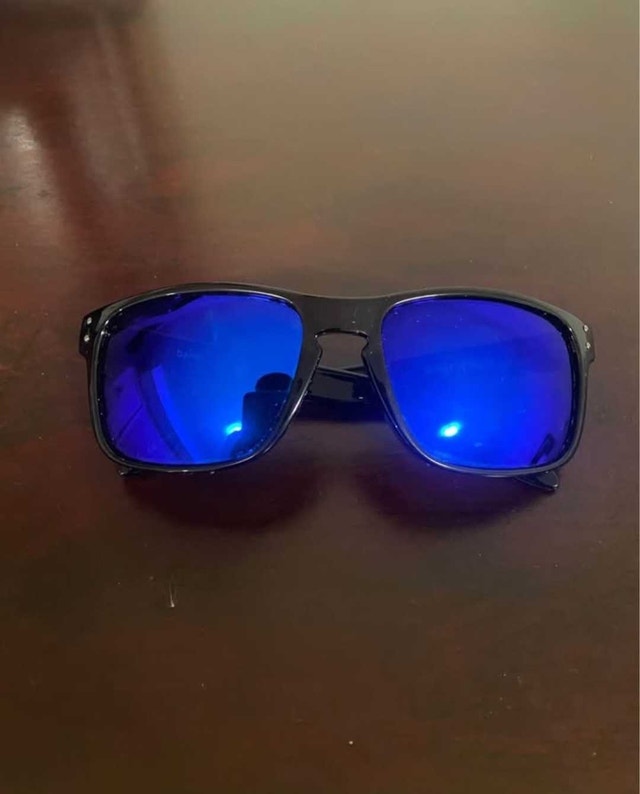 Stylish Black Sunglasses with Blue Lenses