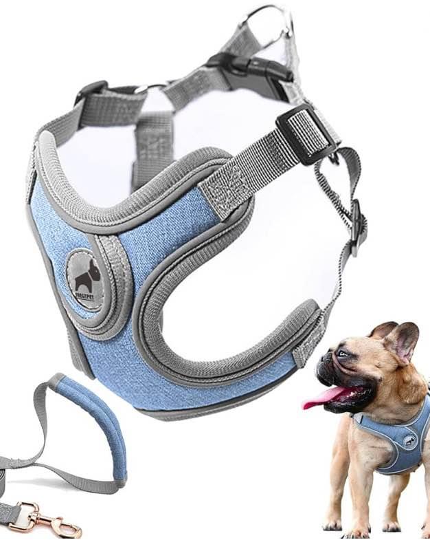 Breathable Dog Harness with Leash Medium Blue - photo 2