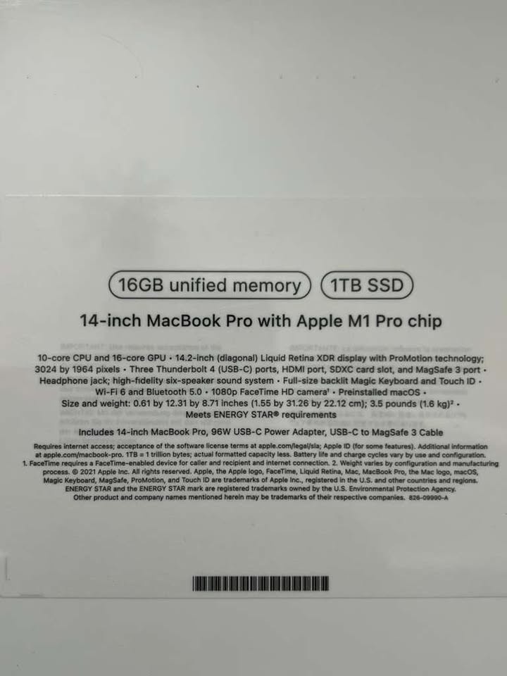 2021 MacBook Pro 14 M1 Pro 16GB RAM 1TB SSD - photo 2