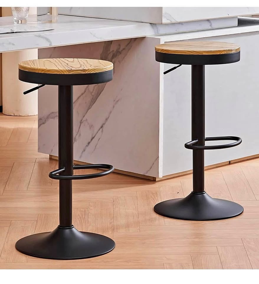 YOUNIKE Wooden Bar Stools Set of 2 Adjustable Counter