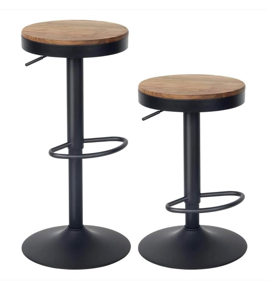 YOUNIKE Wooden Bar Stools Set of 2 Adjustable Counter - photo 2