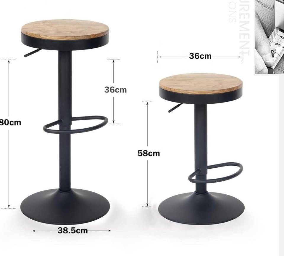 YOUNIKE Wooden Bar Stools Set of 2 Adjustable Counter - photo 3