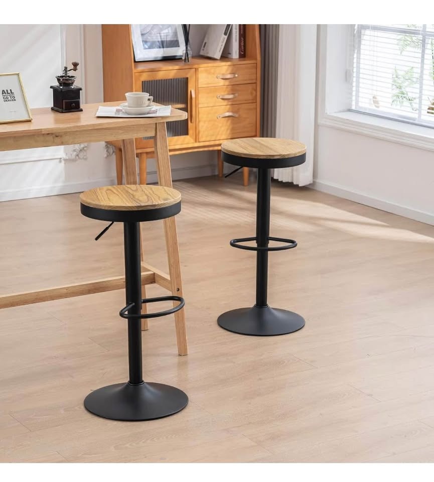 YOUNIKE Wooden Bar Stools Set of 2 Adjustable Counter - photo 4