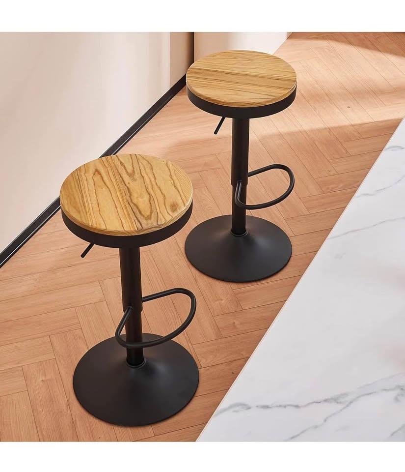 YOUNIKE Wooden Bar Stools Set of 2 Adjustable Counter - photo 5