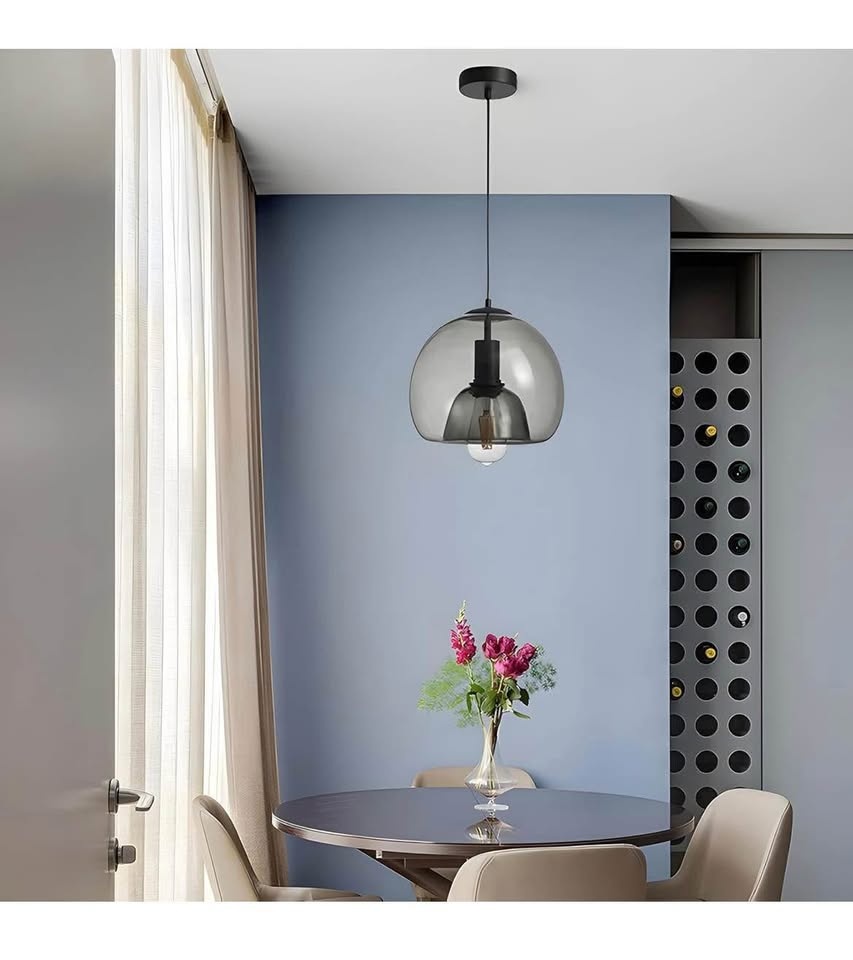 MIXL- Smoked Glass 1-Light Pendant Lamp - photo 2