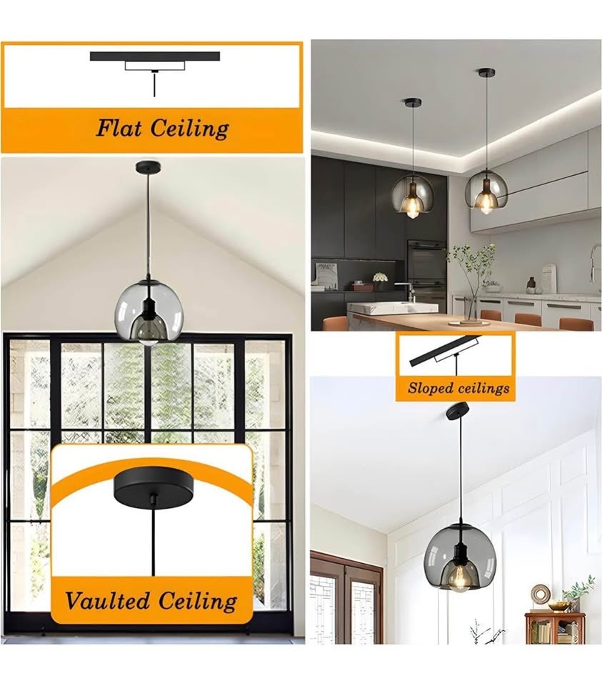 MIXL- Smoked Glass 1-Light Pendant Lamp - photo 3