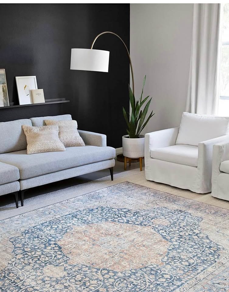 Loloi II LAYLA Rug LAY-07 BLUE / TANGERINE 5'-0" x 7'-6"