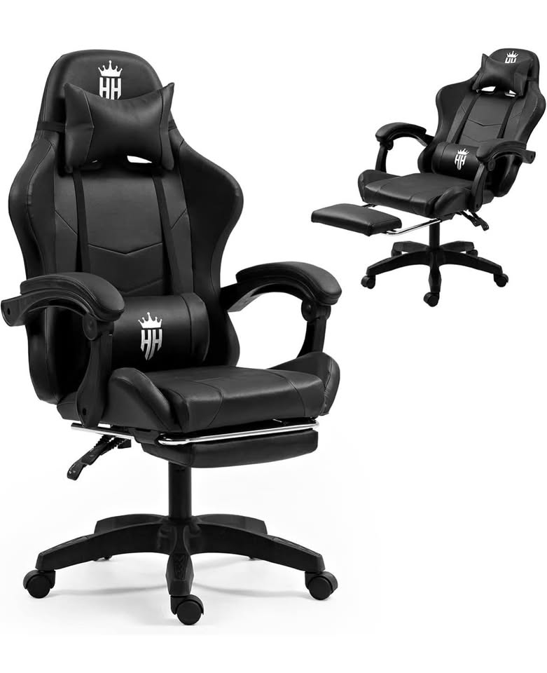 High-Back Gaming Chair with Footrest
