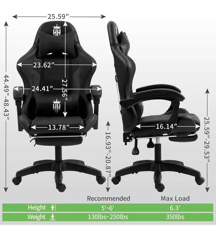 High-Back Gaming Chair with Footrest image indicator(2)