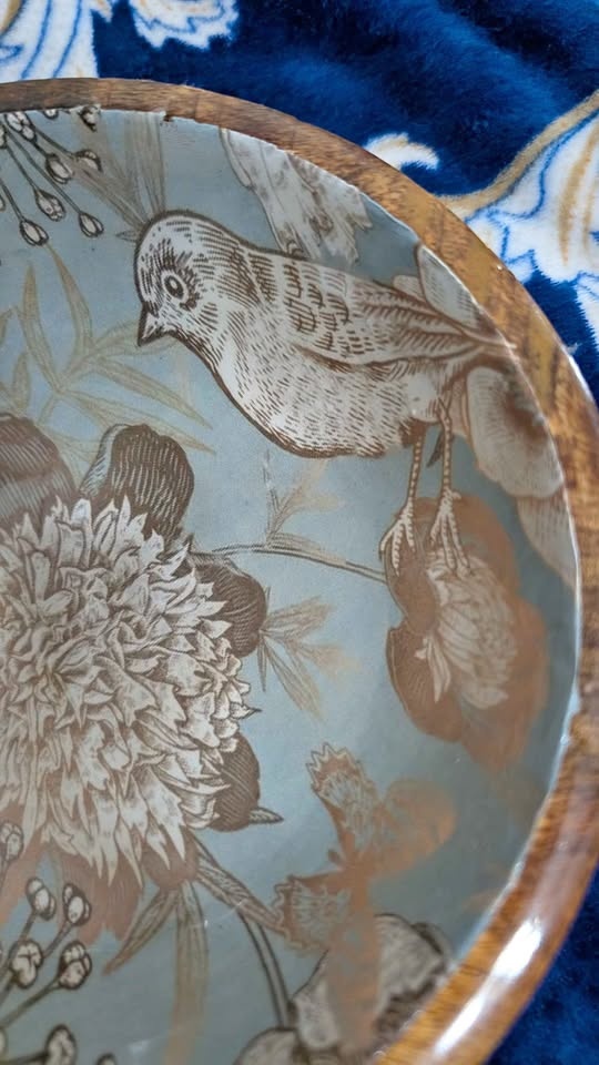 Sparrow Garden Epoxy Resin Art Mango Wood Bowl
