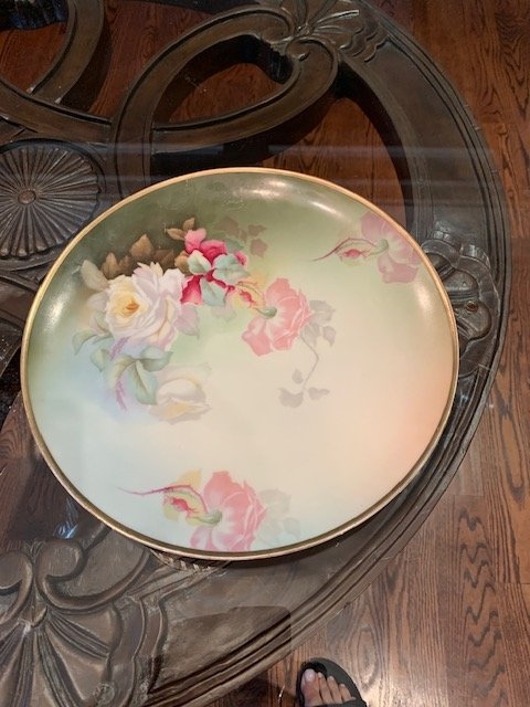 Vintage Hand Painted Bavaria Plate Mentone Roses - photo 5