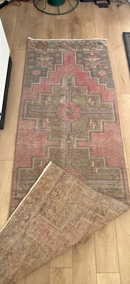 Vintage Turkish Oushak Runner | 3’ × 8’ | Handwoven Wool | Warm