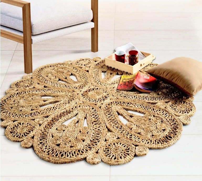 Handwoven Jute Area Rug 6 feet Round