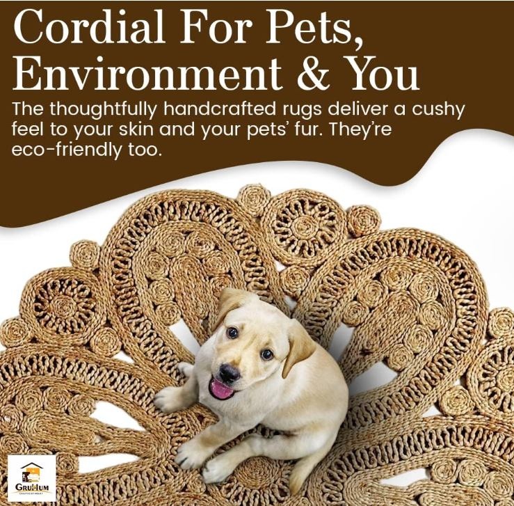 Handwoven Jute Area Rug 6 feet Round - photo 4