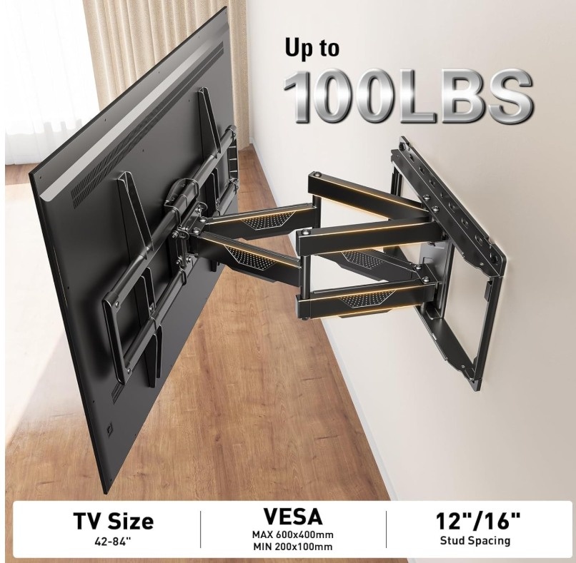 TV Wall Mount. 42-84 Inch, Full Motion with Swivel and Tilt - photo 3