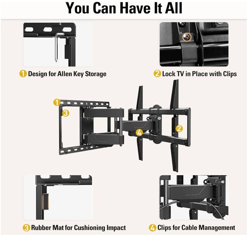 TV Wall Mount. 42-84 Inch, Full Motion with Swivel and Tilt - photo 5