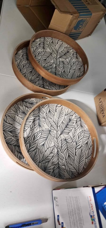 WOOD TRAY 4 PACK
