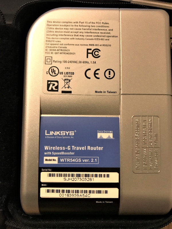 Linksys WTR54GS Wireless-G Travel Router - photo 2