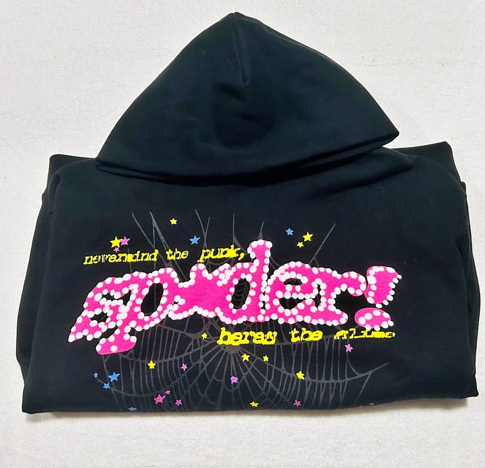 Sp5der/Spider Black/Pink Thick Hoodie Sweater L