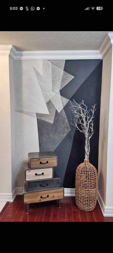Decorative rattan vase and branch