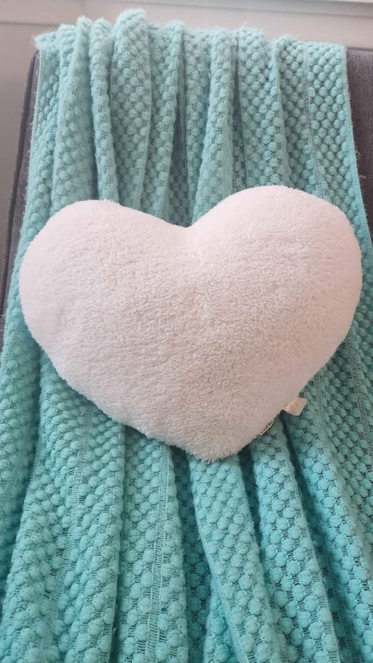 Bouclair teal turquoise throw and white heart pillow - photo 2